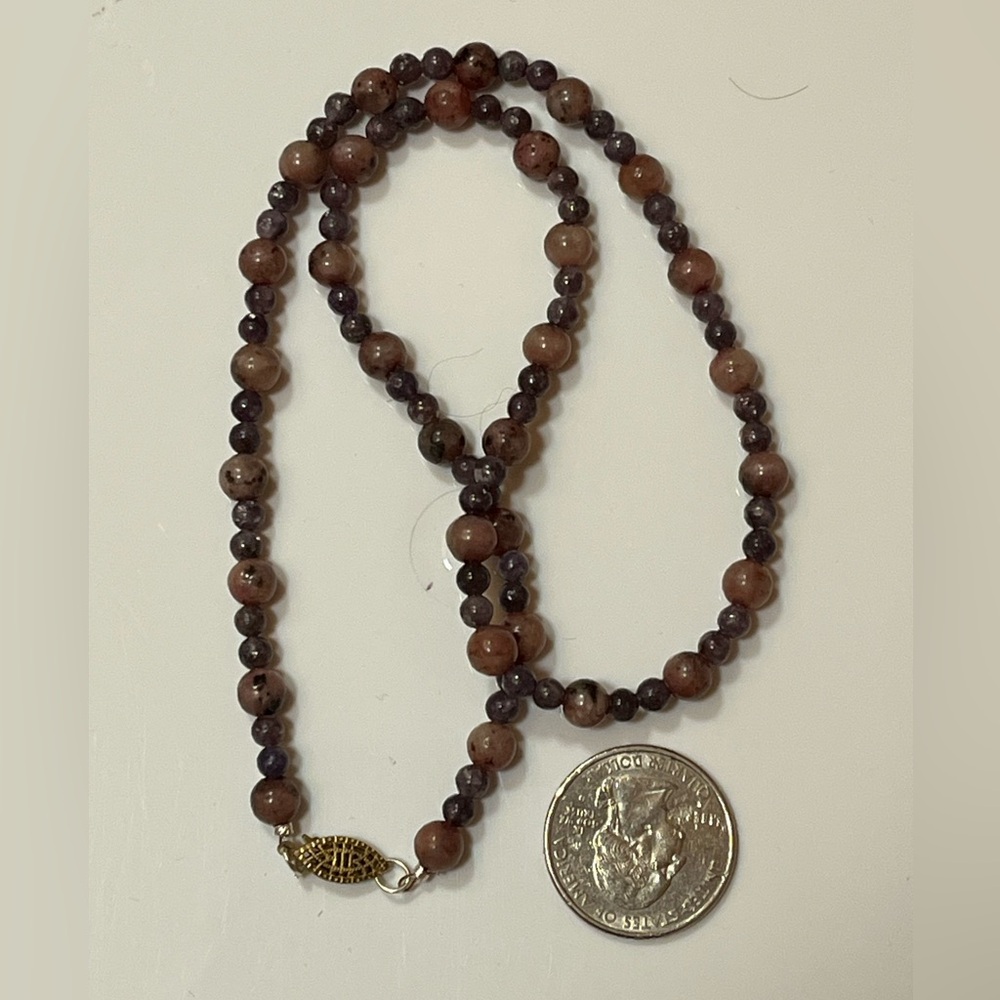 Boho Sterling Clasp Purple Stone Necklace 18” length - Picture 3 of 7